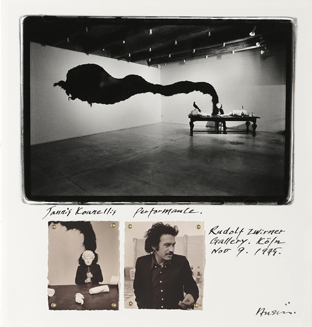 Jennis Kounellis performance.Rudolf Zwirner Gallery,Koln,November9,1975,